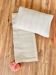 Pink Stripe Cotton Throw Blanket